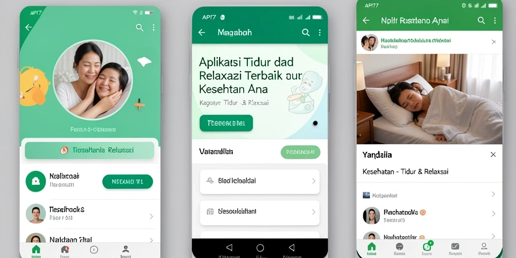 Tampilan antarmuka API77 yang sederhana dan fungsional untuk Tidur & Relaksasi.