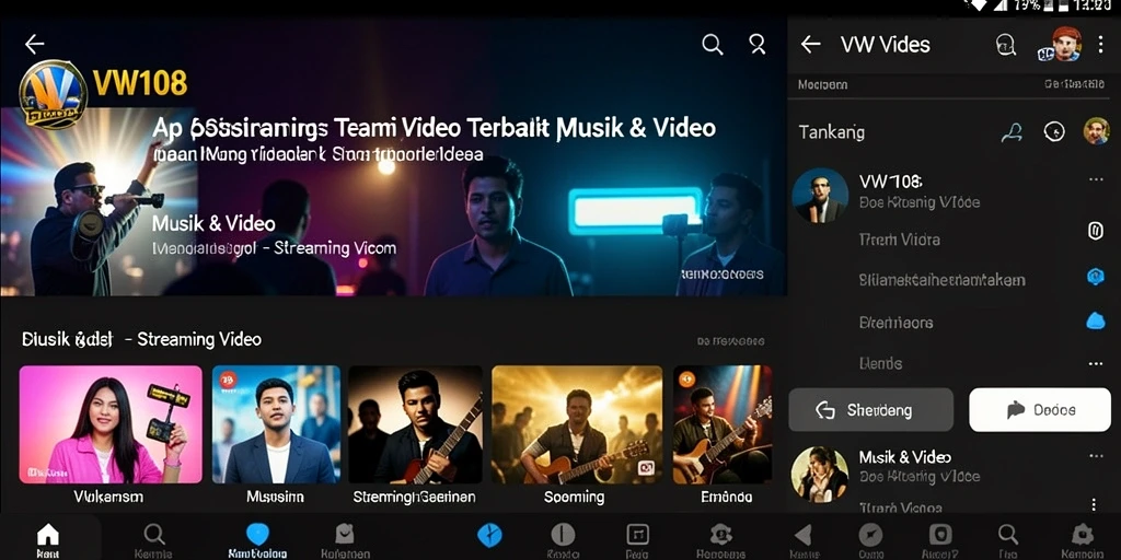Tampilan antarmuka VW108 yang sederhana dan menarik untuk Streaming Video.